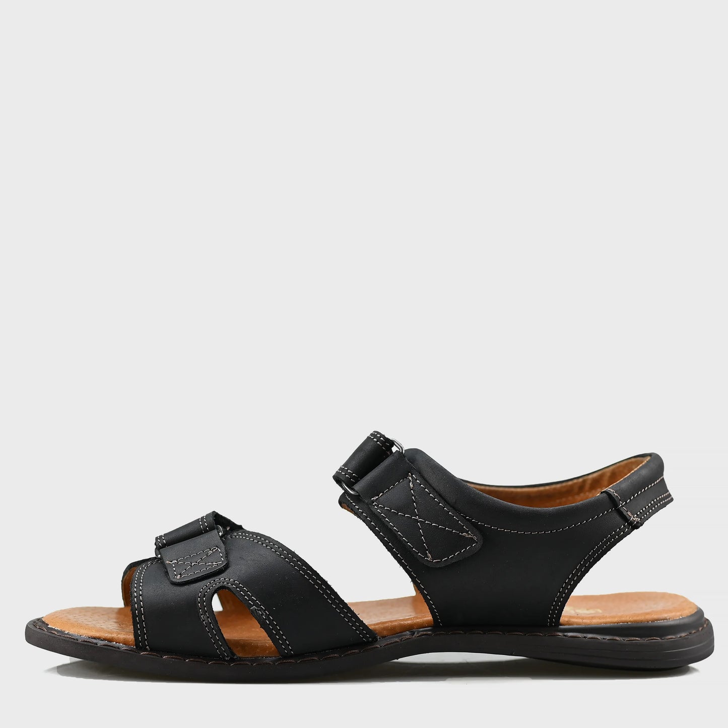 Pánské kožené sandály Lino – ručně šité černé | KarolShoes
