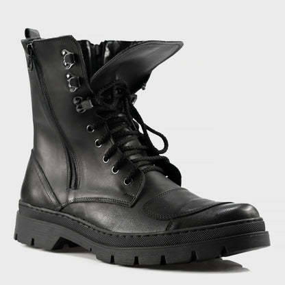 Buty motocyklowe męskie Gregory – czarne trzewiki skórzane | Jordan Handmade Shoes – zdjęcie 3
