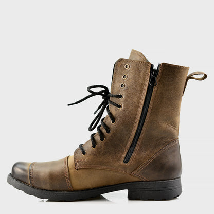 Brązowe skórzane buty motocyklowe męskie – Hunter | Jordan Handmade Shoes – zdjęcie 2
