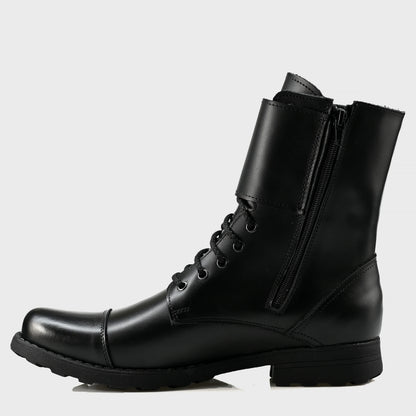 Skórzane męskie wysokie czarne buty z klamrami i zamkiem – Vanguard | Jordan Handmade Shoes – zdjęcie 2