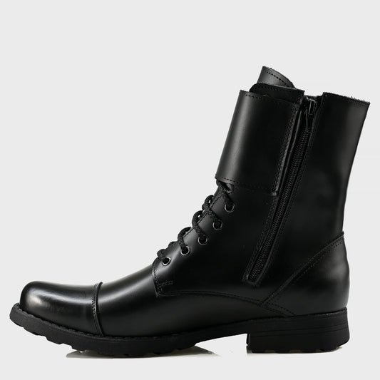Handmade Black Leather Men’s Combat Boots – Vanguard | KarolShoes
