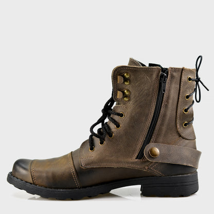 Brązowe skórzane buty motocyklowe męskie – Chad | Jordan Handmade Shoes – zdjęcie 2