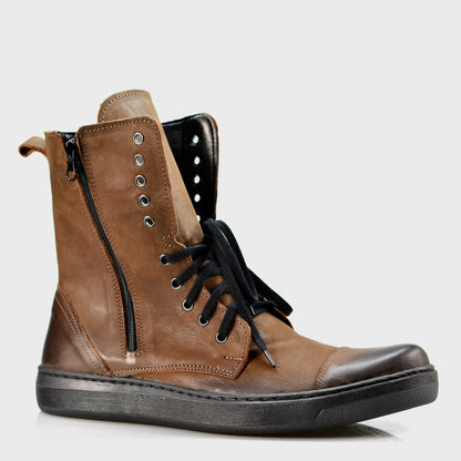 Skórzane męskie wysokie brązowe buty – Liam | Jordan Handmade Shoes – zdjęcie 3