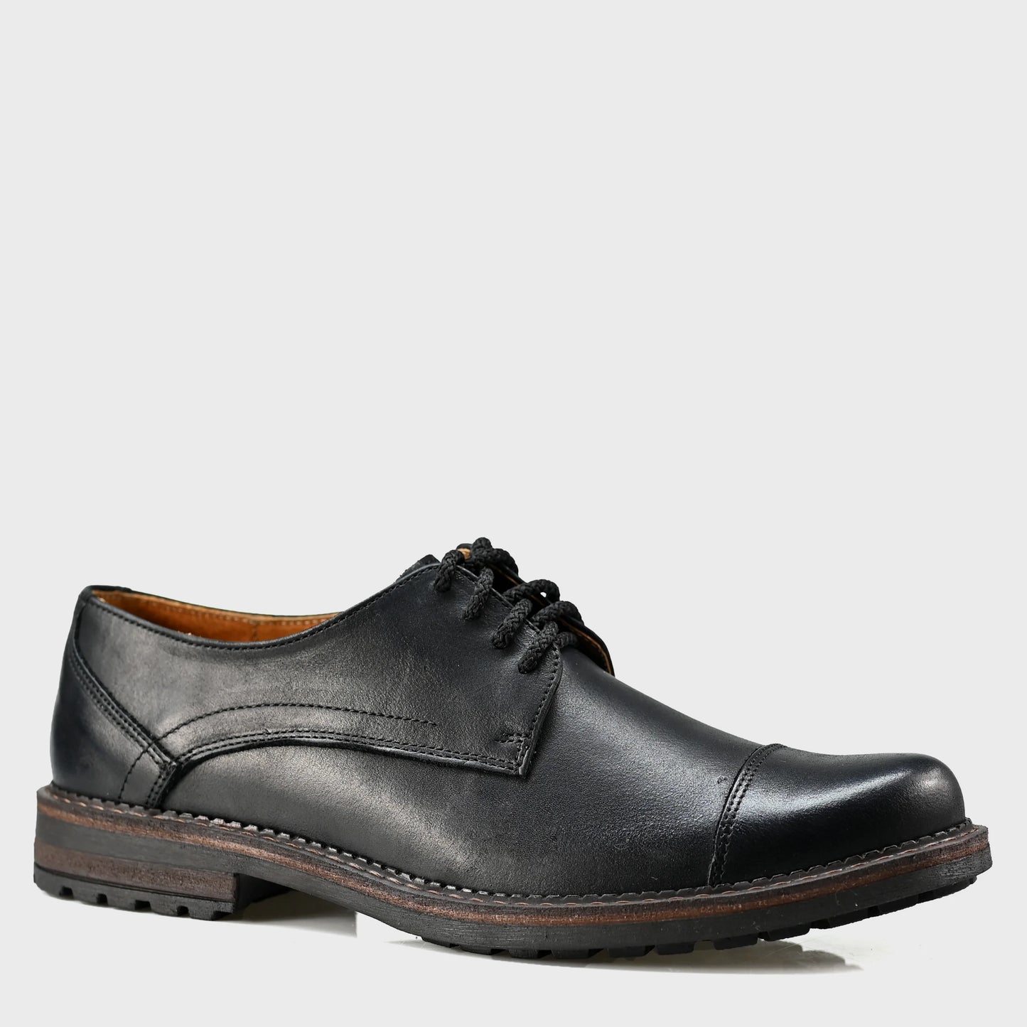Pánské kožené derby polobotky Dante – ručně šité černé | KarolShoes