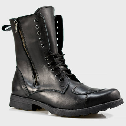 Czarne skórzane buty motocyklowe męskie – Hunter | Jordan Handmade Shoes – zdjęcie 3
