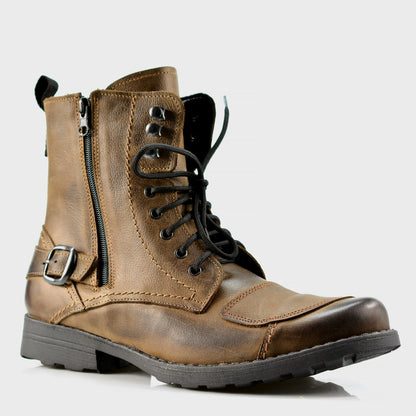 Brązowe skórzane buty motocyklowe męskie – Blake | Jordan Handmade Shoes – zdjęcie 3