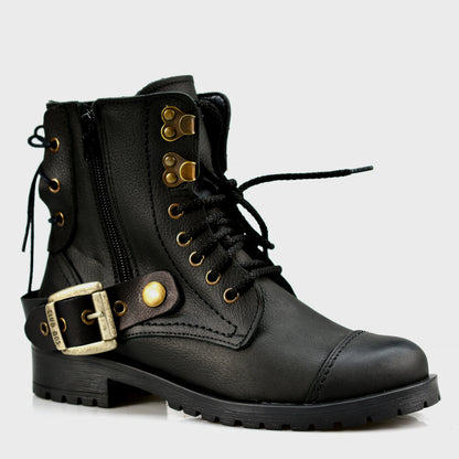 Czarne damskie skórzane botki – Mora | Jordan Handmade Shoes – zdjęcie 3