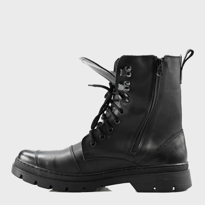 Buty motocyklowe męskie Gregory – czarne trzewiki skórzane | Jordan Handmade Shoes – zdjęcie 2