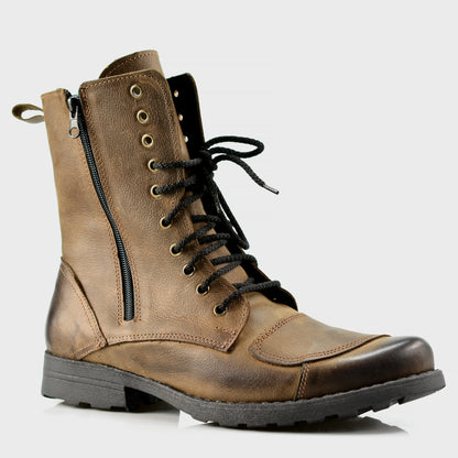Brązowe skórzane buty motocyklowe męskie – Hunter | Jordan Handmade Shoes – zdjęcie 3
