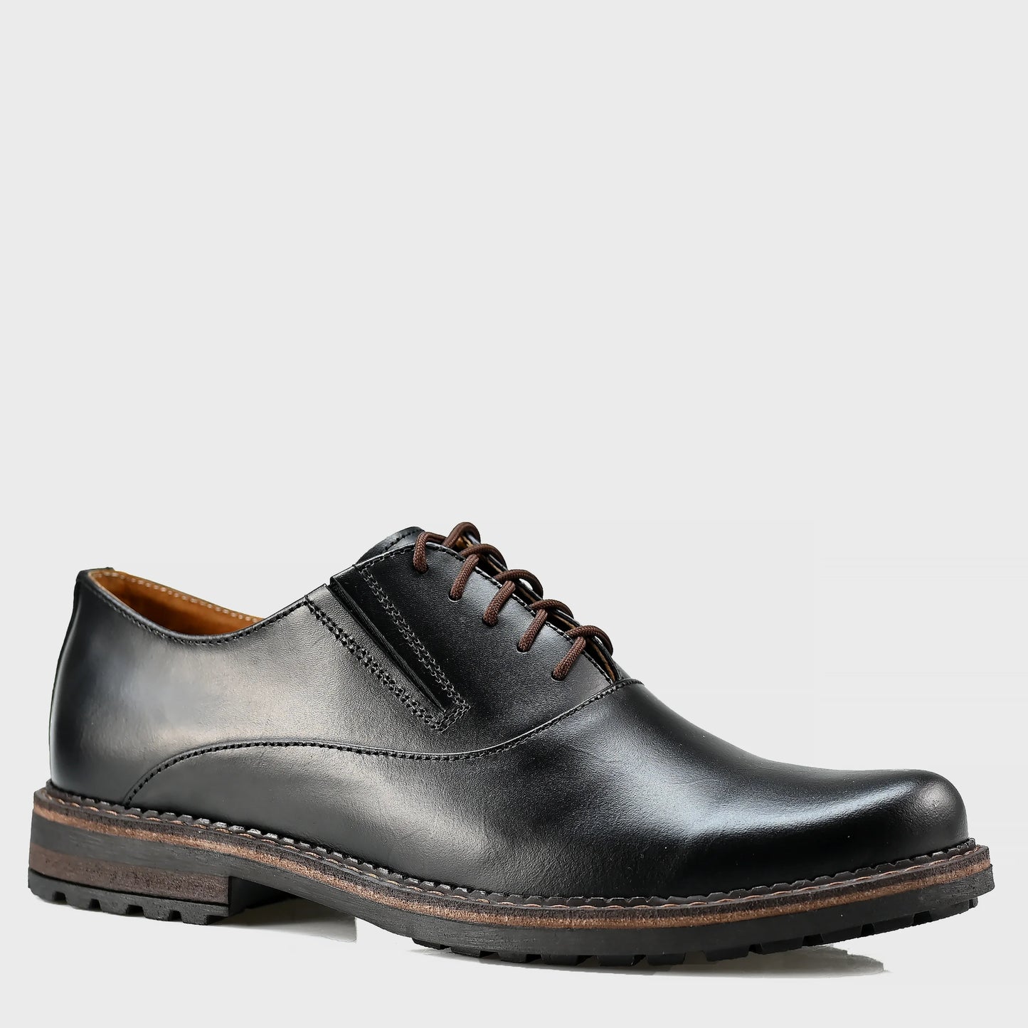 Pánské kožené derby polobotky Dario – ručně šité černé | KarolShoes