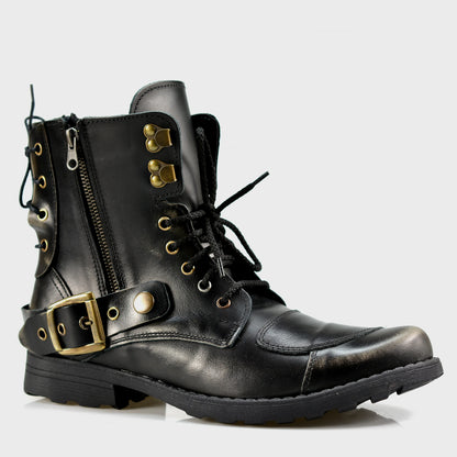Czarne BS skórzane buty motocyklowe męskie – Chad | Jordan Handmade Shoes – zdjęcie 3