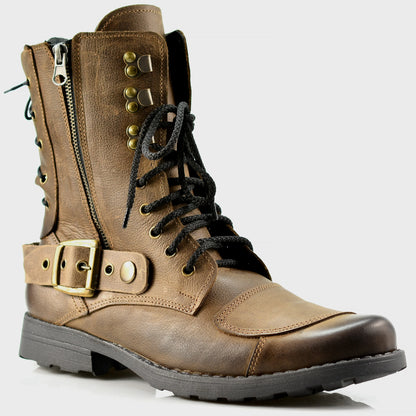 Brązowe skórzane buty motocyklowe męskie – Sonny | Jordan Handmade Shoes – zdjęcie 3