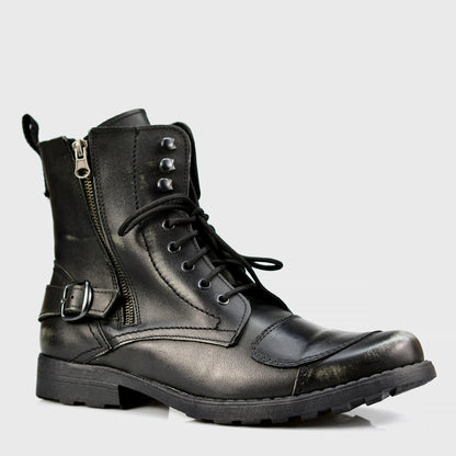 Czarne skórzane buty motocyklowe męskie – Jimy | Jordan Handmade Shoes – zdjęcie 3