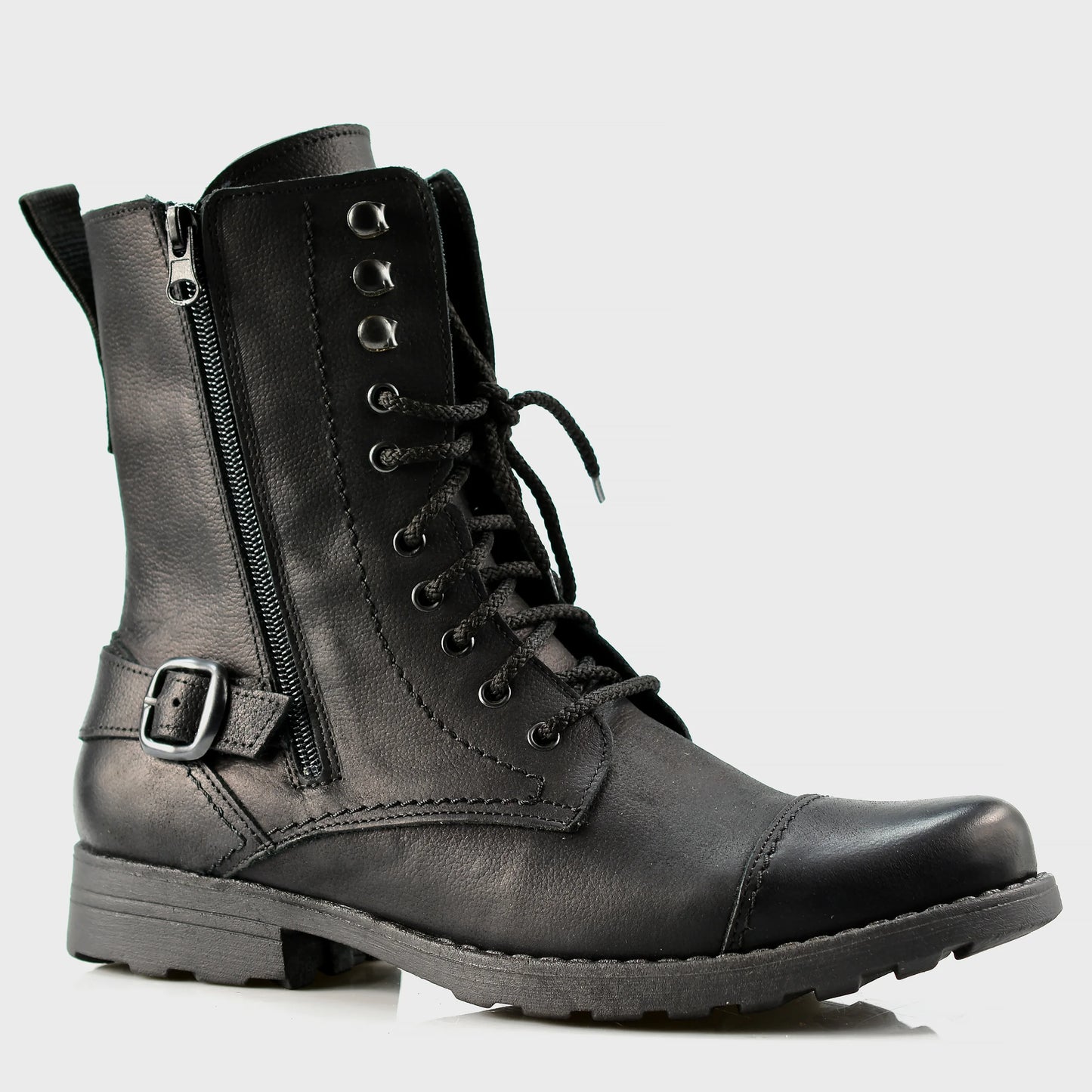 Pánské vysoké kožené boty Noah Černé – ručně šité z prémiové kůže | KarolShoes