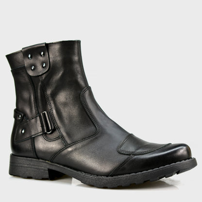 Czarne skórzane buty motocyklowe męskie – Bruce | Jordan Handmade Shoes – zdjęcie 3
