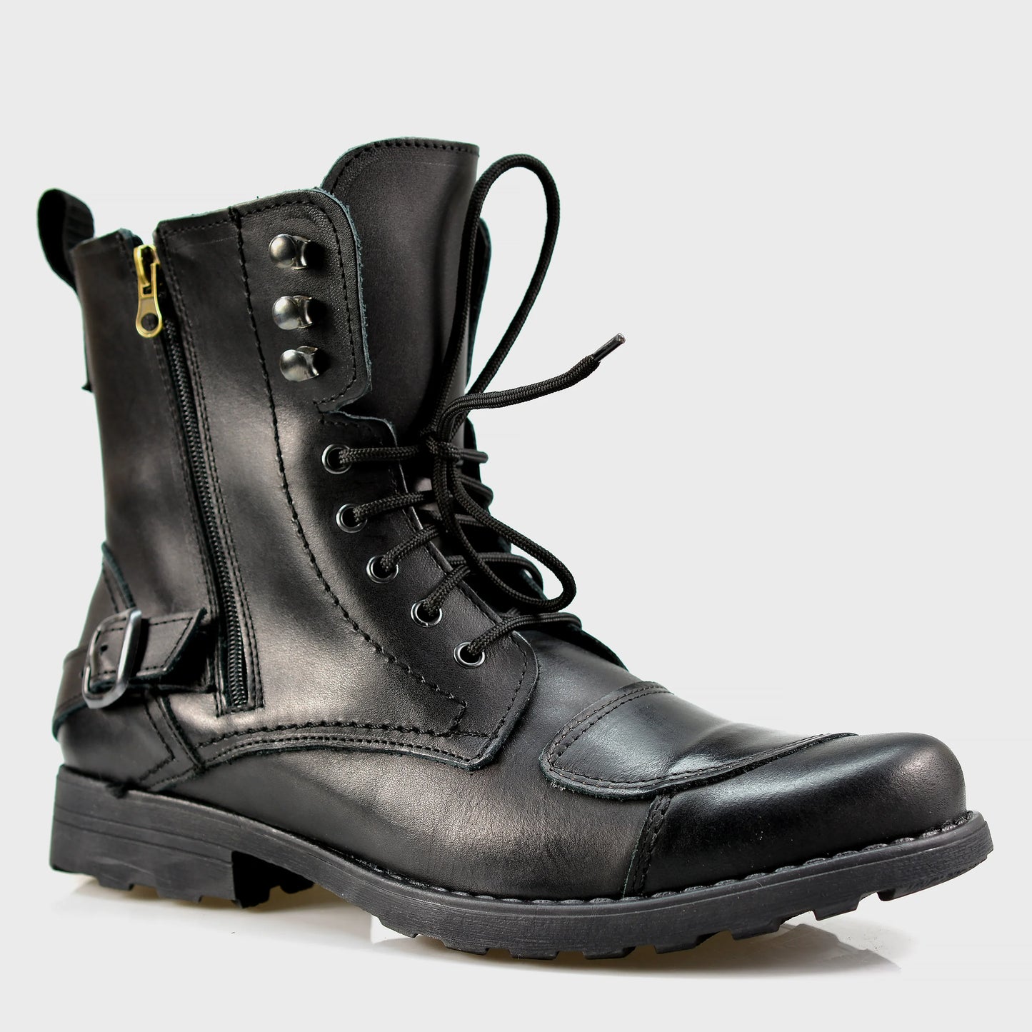 Motocyklové boty All Ride Ryan – ručně šité černé boty z italské kůže | KarolShoes