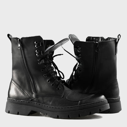 Buty motocyklowe męskie Gregory – czarne trzewiki skórzane | Jordan Handmade Shoes – zdjęcie 4