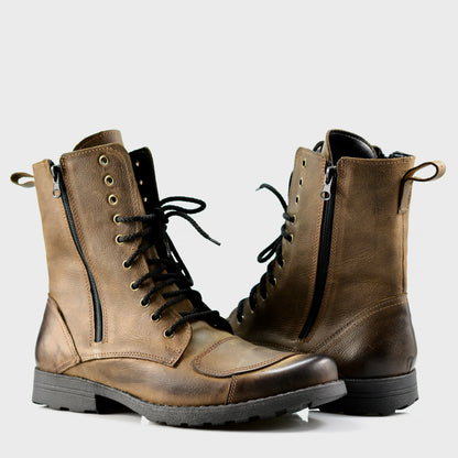 Brązowe skórzane buty motocyklowe męskie – Hunter | Jordan Handmade Shoes – zdjęcie 4