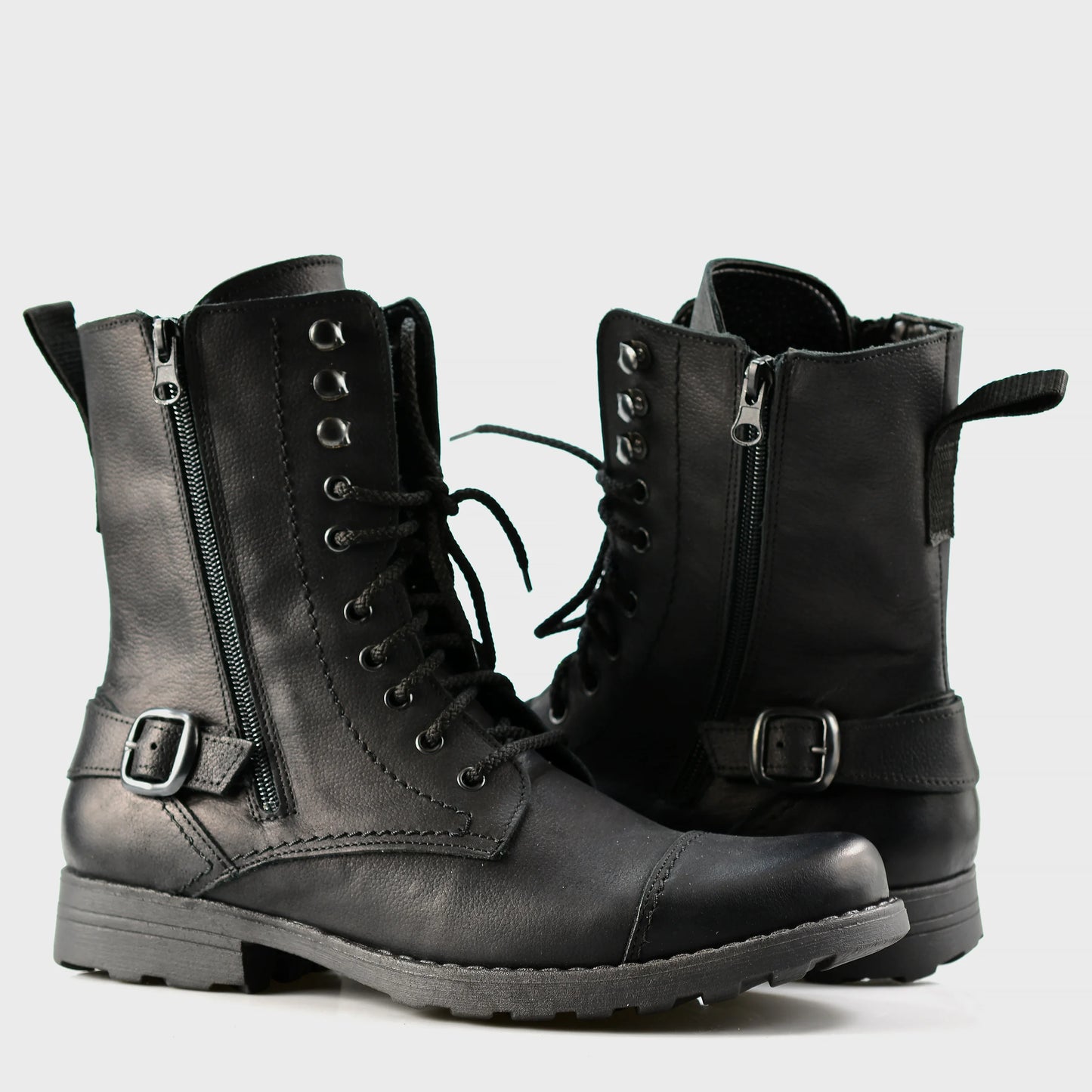 Pánské vysoké kožené boty Noah Černé – ručně šité z prémiové kůže | KarolShoes