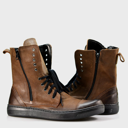 Skórzane męskie wysokie brązowe buty – Liam | Jordan Handmade Shoes – zdjęcie 4