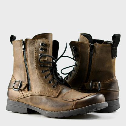 Brązowe skórzane buty motocyklowe męskie – Blake | Jordan Handmade Shoes – zdjęcie 4