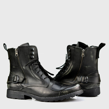 Czarne skórzane buty motocyklowe męskie – Jimy | Jordan Handmade Shoes – zdjęcie 4