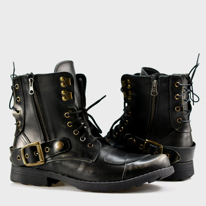 Czarne BS skórzane buty motocyklowe męskie – Chad | Jordan Handmade Shoes – zdjęcie 4