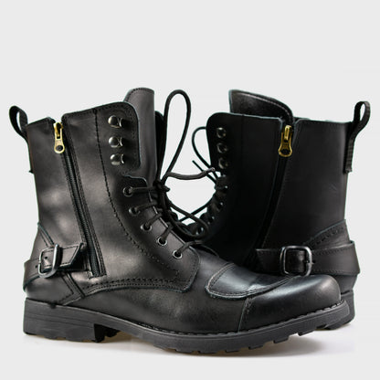 Czarne skórzane buty motocyklowe męskie – Ryan | Jordan Handmade Shoes – zdjęcie 4