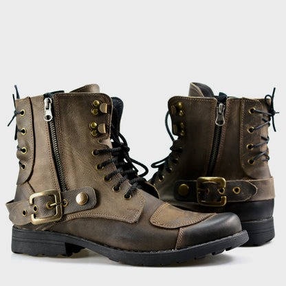 Brązowe skórzane buty motocyklowe męskie – Chad | Jordan Handmade Shoes – zdjęcie 4