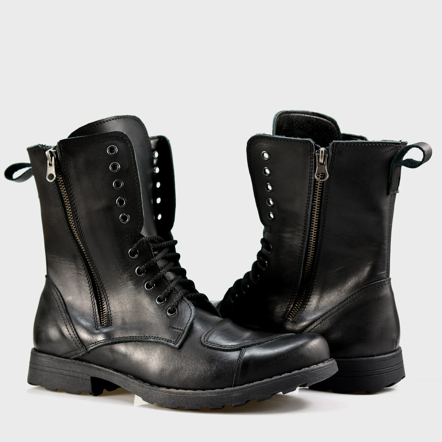 Motocyklové boty All Ride Hunter Černé – ručně šité boty z italské kůže | KarolShoes