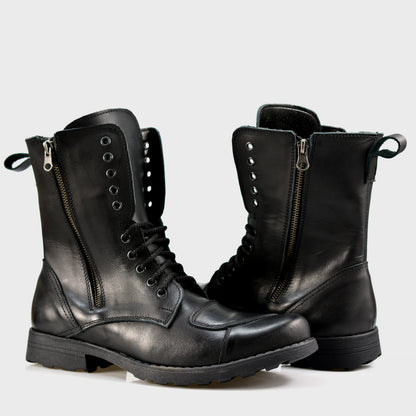 Czarne skórzane buty motocyklowe męskie – Hunter | Jordan Handmade Shoes – zdjęcie 4