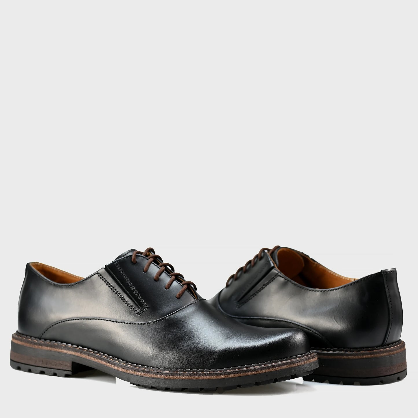 Pánské kožené derby polobotky Dario – ručně šité černé | KarolShoes