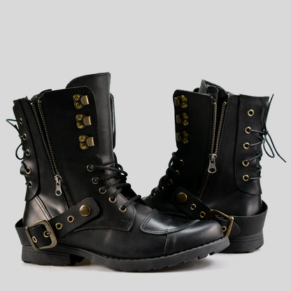 Czarne skórzane buty motocyklowe męskie – Sonny | Jordan Handmade Shoes – zdjęcie 4