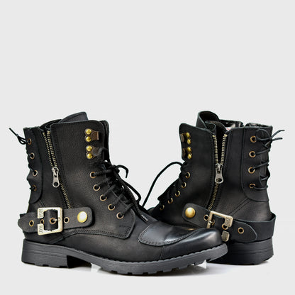 Czarne skórzane buty motocyklowe męskie – Chad | Jordan Handmade Shoes – zdjęcie 4