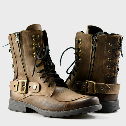 Brązowe skórzane buty motocyklowe męskie – Sonny | Jordan Handmade Shoes – zdjęcie 4