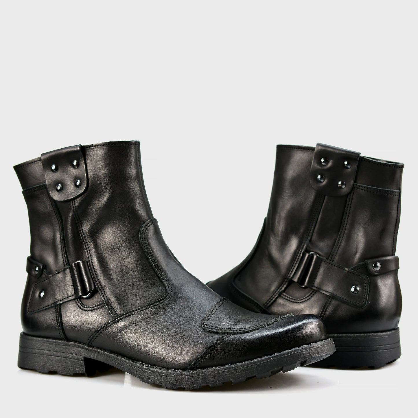 Motocyklové boty All Ride Bruce – ručně šité černé boty z italské kůže | KarolShoes