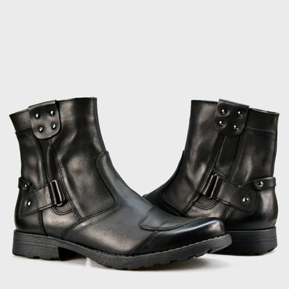 Czarne skórzane buty motocyklowe męskie – Bruce | Jordan Handmade Shoes – zdjęcie 4