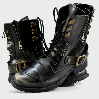 Czarne BS skórzane buty motocyklowe męskie – Sonny | Jordan Handmade Shoes – zdjęcie 5
