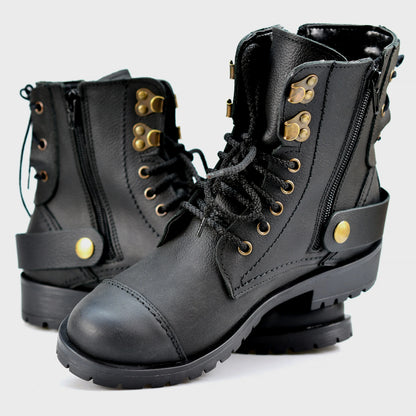 Czarne damskie skórzane botki – Mora | Jordan Handmade Shoes – zdjęcie 5