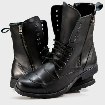 Czarne skórzane buty motocyklowe męskie – Hunter | Jordan Handmade Shoes – zdjęcie 5