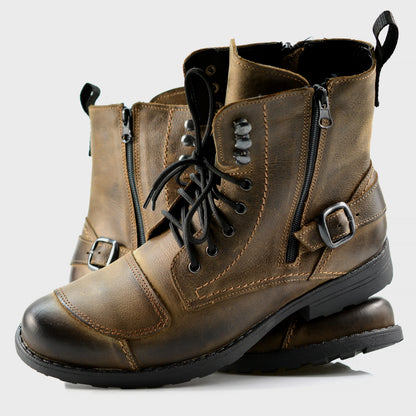Brązowe skórzane buty motocyklowe męskie – Blake | Jordan Handmade Shoes – zdjęcie 5