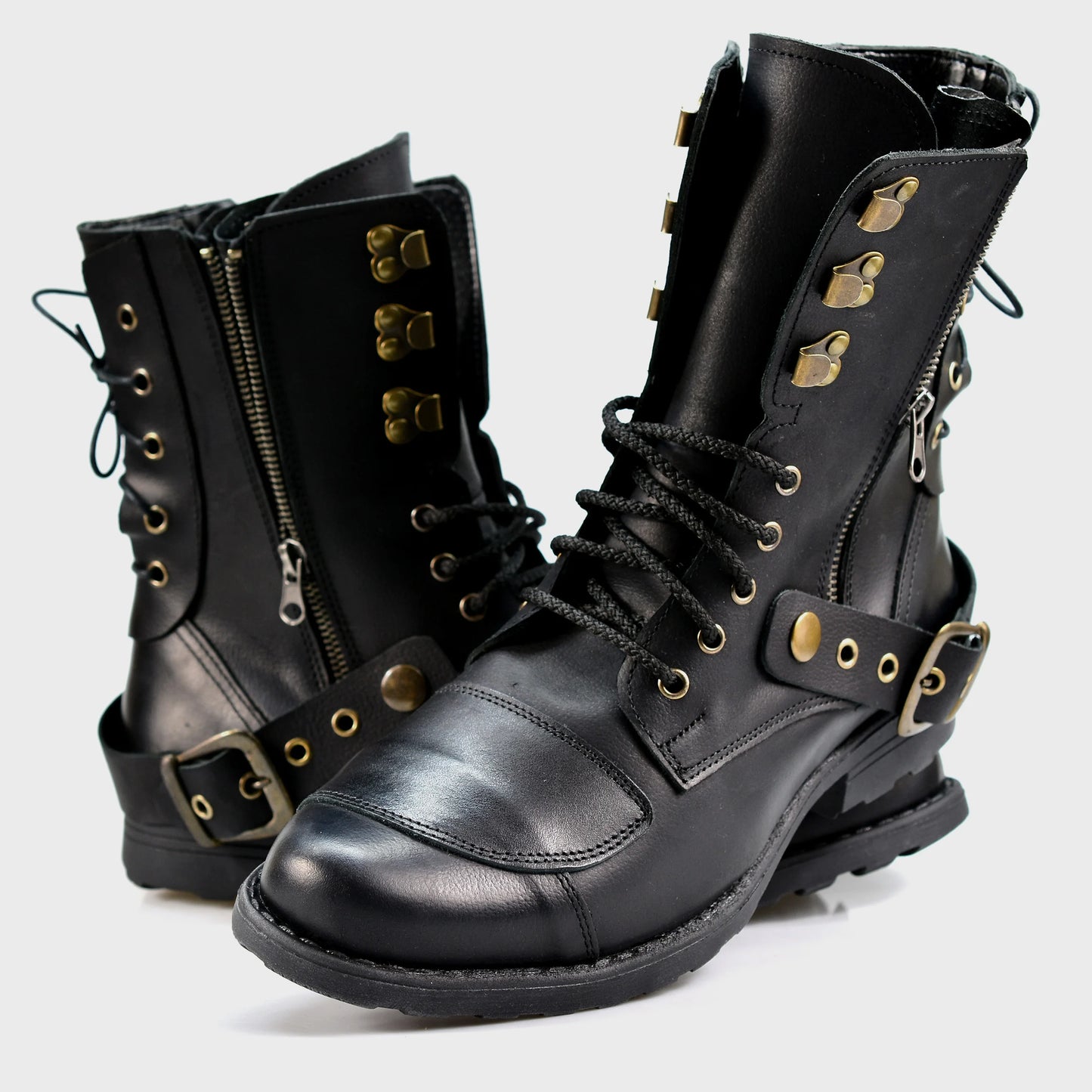 Motocyklové boty All Ride Sonny – ručně šité černé boty z italské kůže | KarolShoes