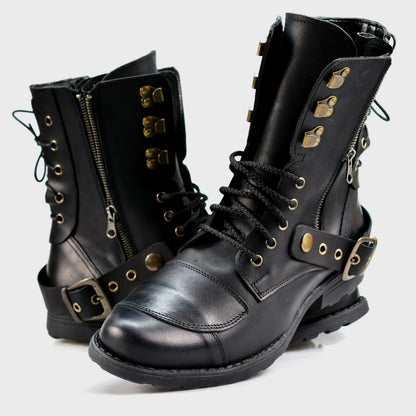 Czarne skórzane buty motocyklowe męskie – Sonny | Jordan Handmade Shoes – zdjęcie 5