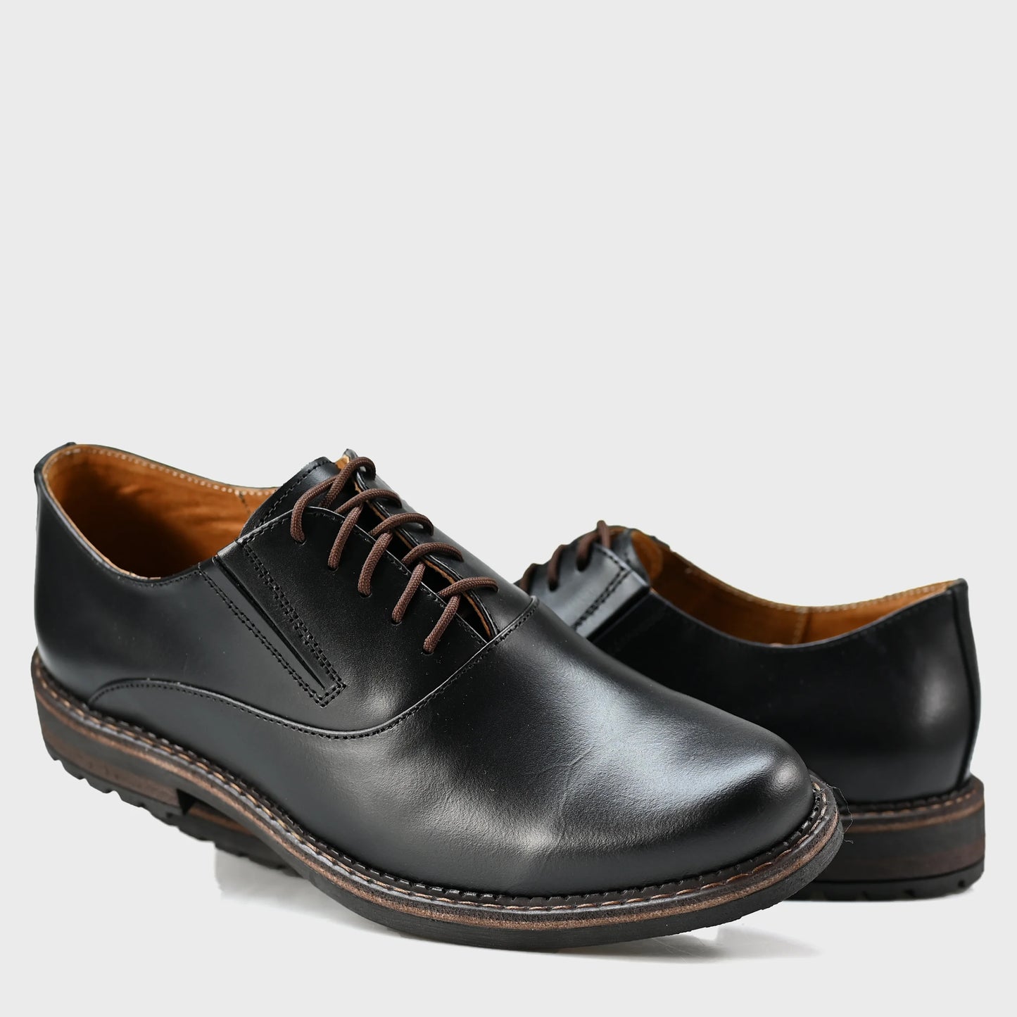 Pánské kožené derby polobotky Dario – ručně šité černé | KarolShoes