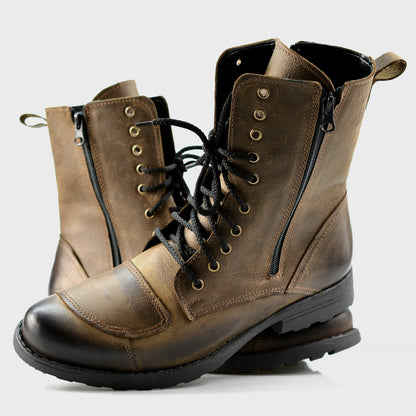 Brązowe skórzane buty motocyklowe męskie – Hunter | Jordan Handmade Shoes – zdjęcie 5