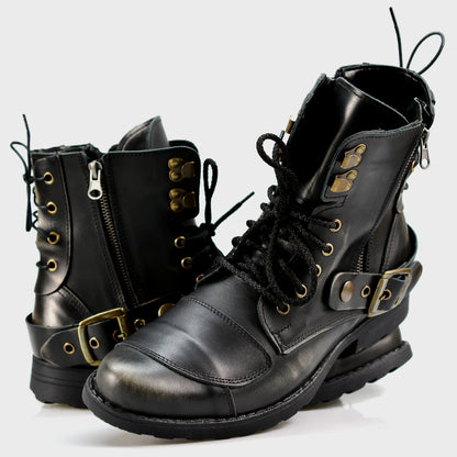 Czarne BS skórzane buty motocyklowe męskie – Chad | Jordan Handmade Shoes – zdjęcie 5
