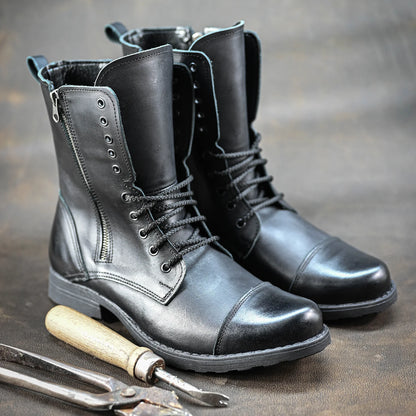 Skórzane męskie wysokie czarne sztyblety – Landon | Jordan Handmade Shoes – zdjęcie 6