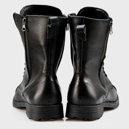 Czarne skórzane buty motocyklowe męskie – Hunter | Jordan Handmade Shoes – zdjęcie 6