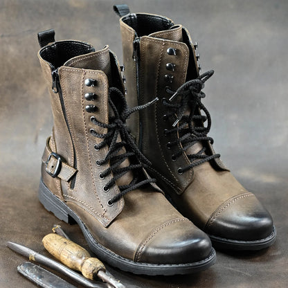 Skórzane męskie wysokie brązowe sztyblety – Noah | Jordan Handmade Shoes – zdjęcie 6