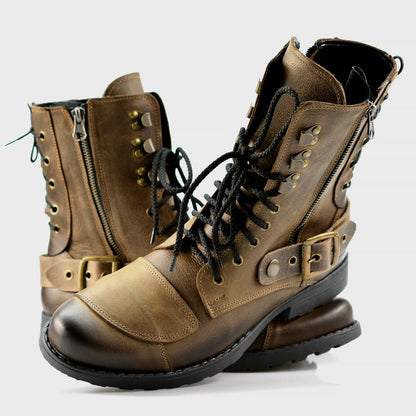 Brązowe skórzane buty motocyklowe męskie – Sonny | Jordan Handmade Shoes – zdjęcie 6